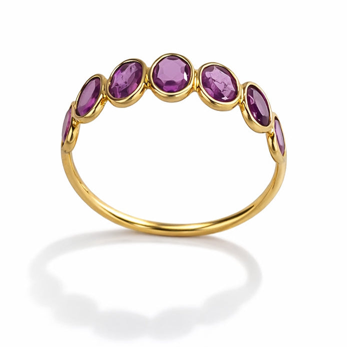 18k Pink Tourmaline Oval Bezel Half Eternity Ring