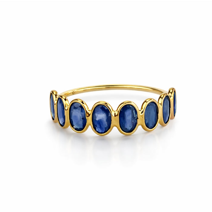 18k Sapphire Uneven Bezel Half Eternity Ring