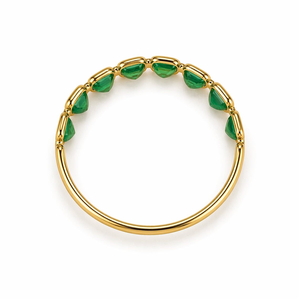 18k Emerald Rectangle Bezel Half Eternity Ring