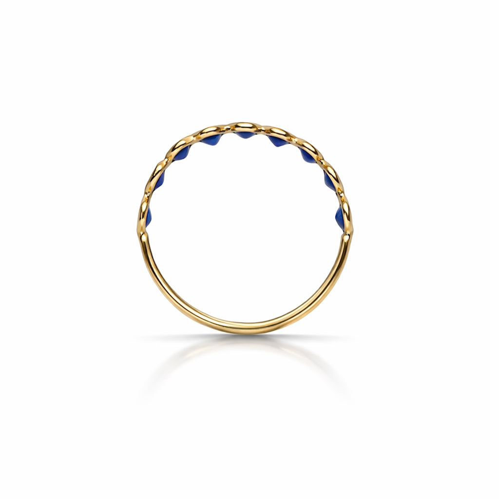 18k Sapphire Oval Bezel Half Eternity Ring