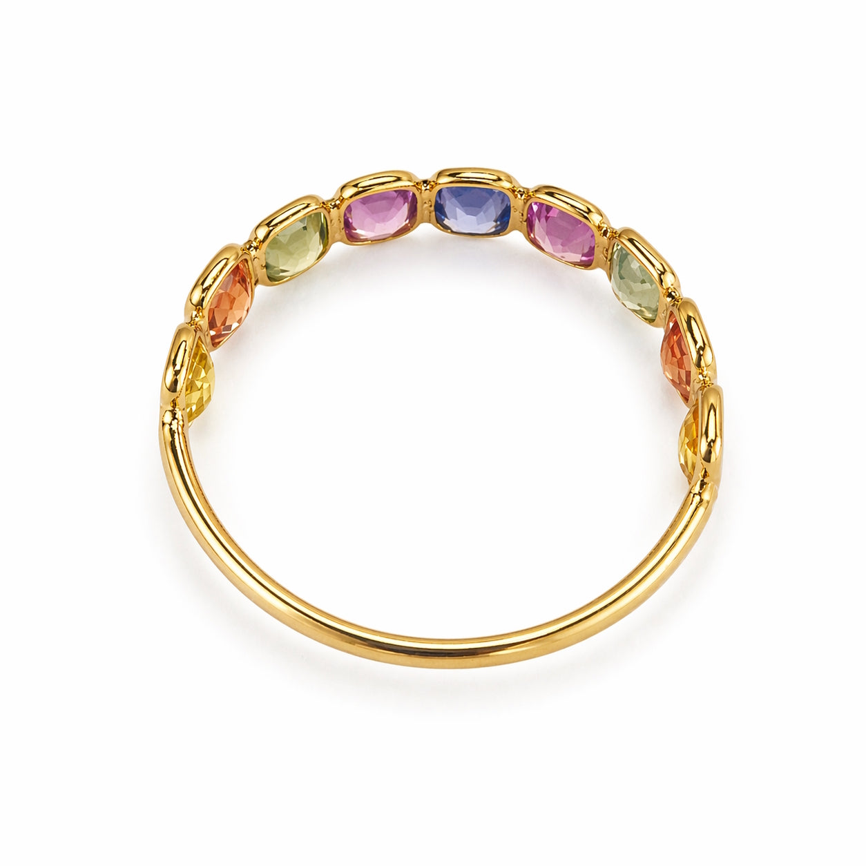 18k Multi Sapphire Square Bezel Half Eternity Ring