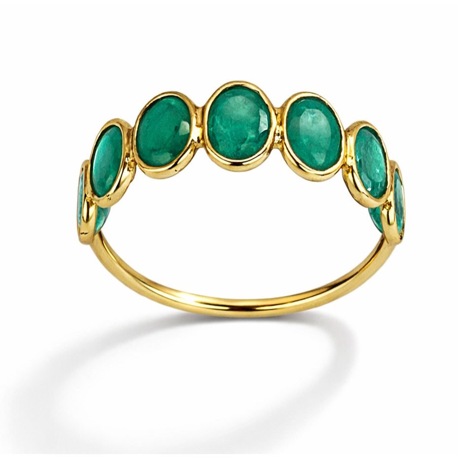 18k Emerald Oval Bezel Half Eternity Ring
