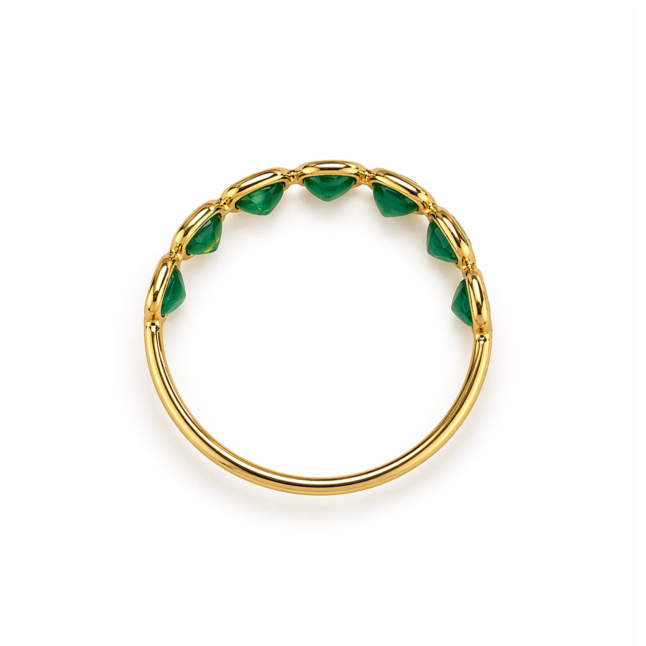 18k Emerald Oval Bezel Half Eternity Ring