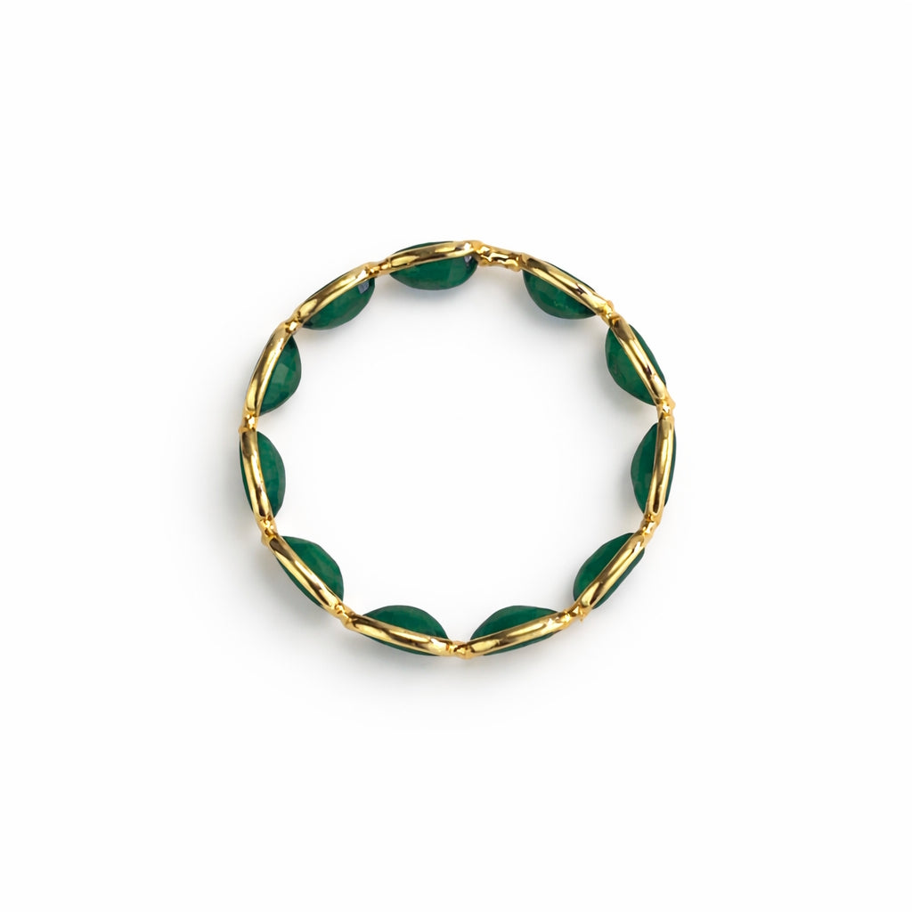18k Emerald Oval Bezel Eternity Ring
