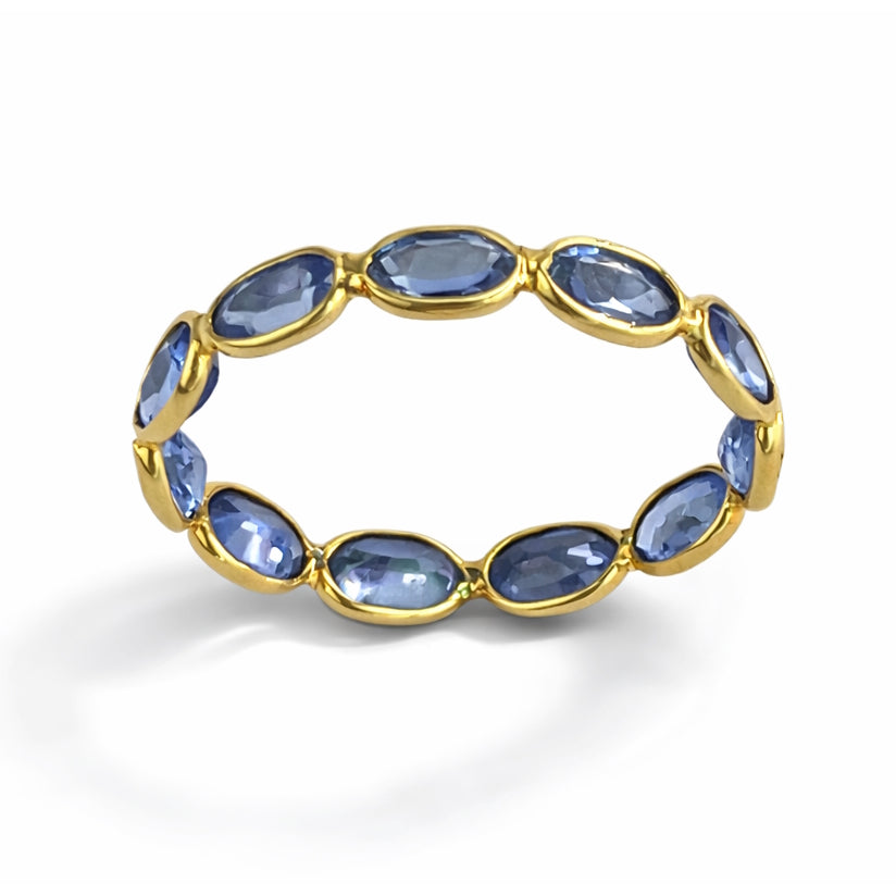 18k Sapphire Oval Bezel Eternity Ring