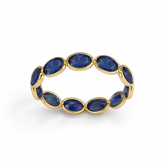 18k Sapphire Oval Bezel Eternity Ring