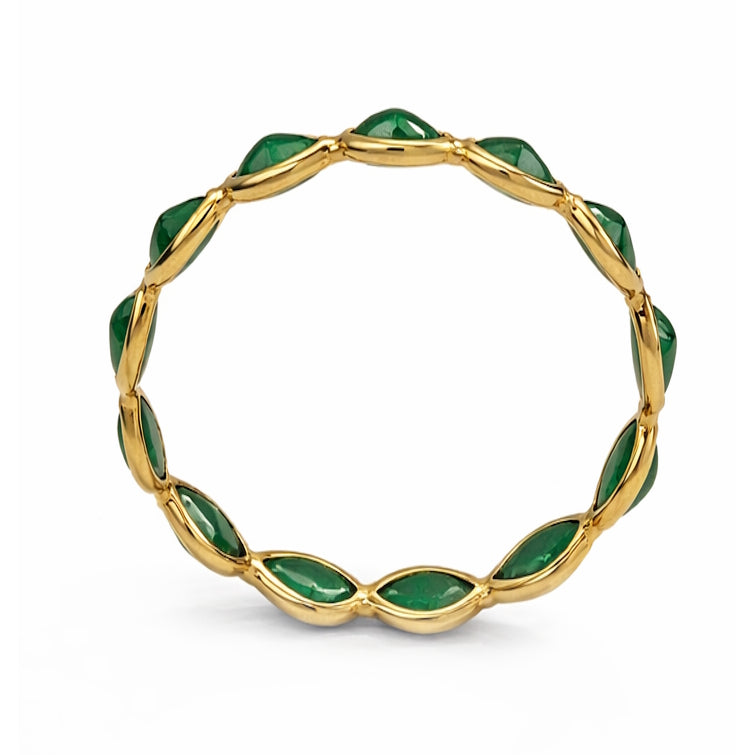 18k Emerald Pear Shape Bezel Eternity Ring
