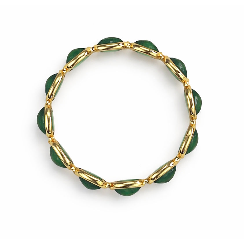 18k Emerald Round Shape Bezel Eternity Ring
