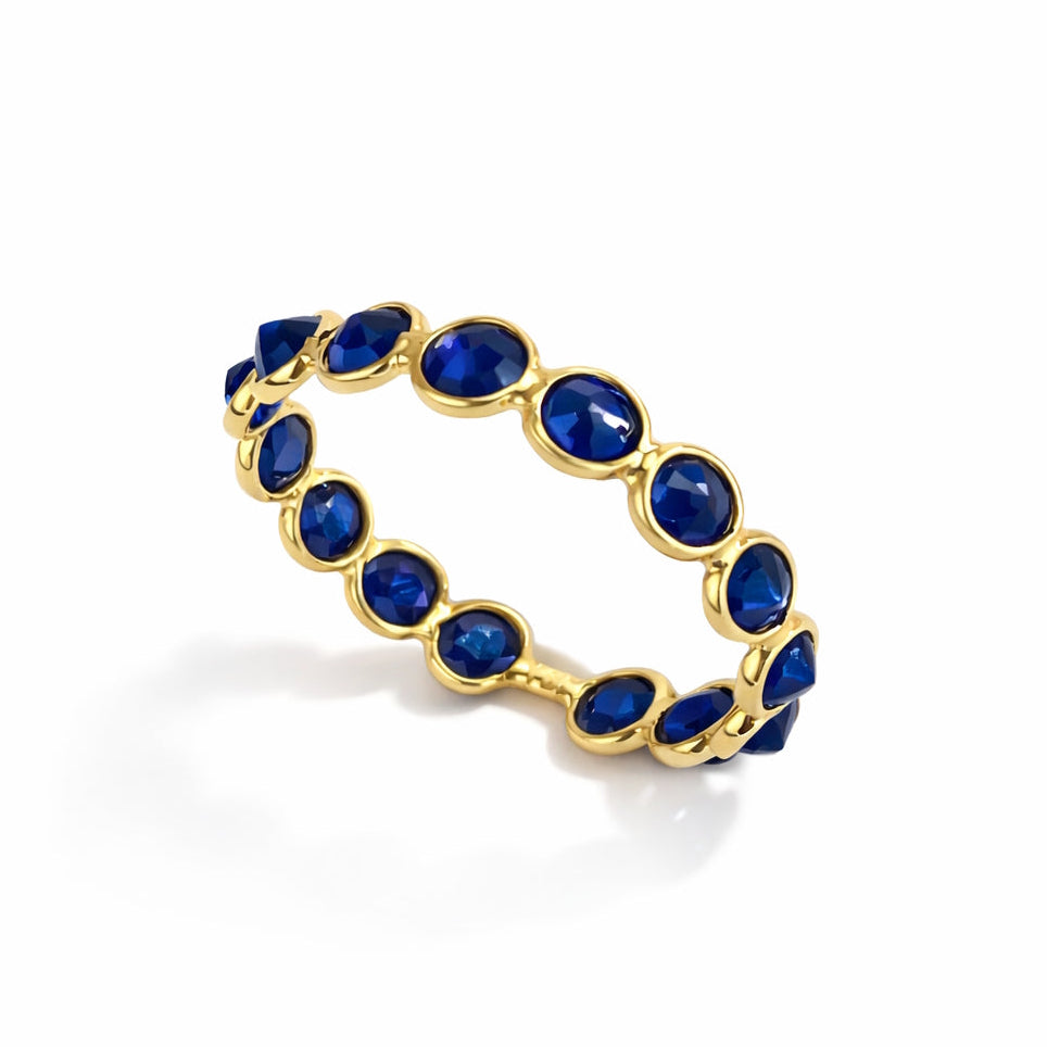 18k Sapphire Round Bezel Eternity Ring