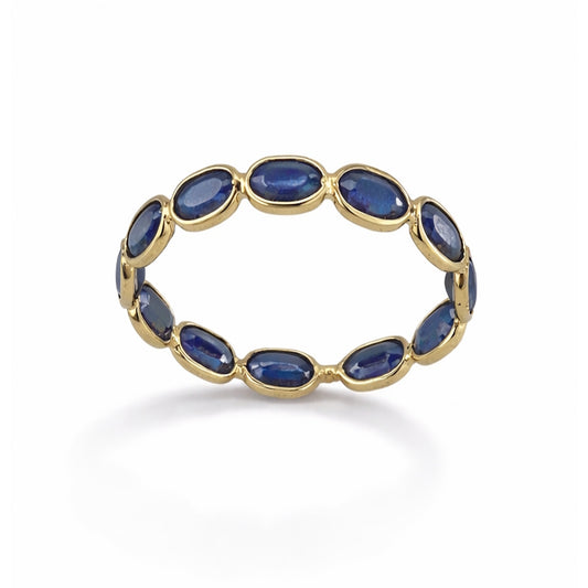 18k Sapphire Oval Bezel Eternity Ring