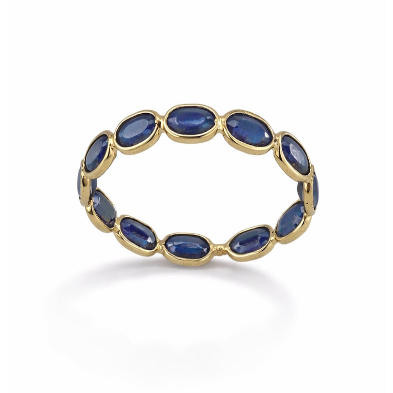 18k Sapphire Oval Bezel Eternity Ring