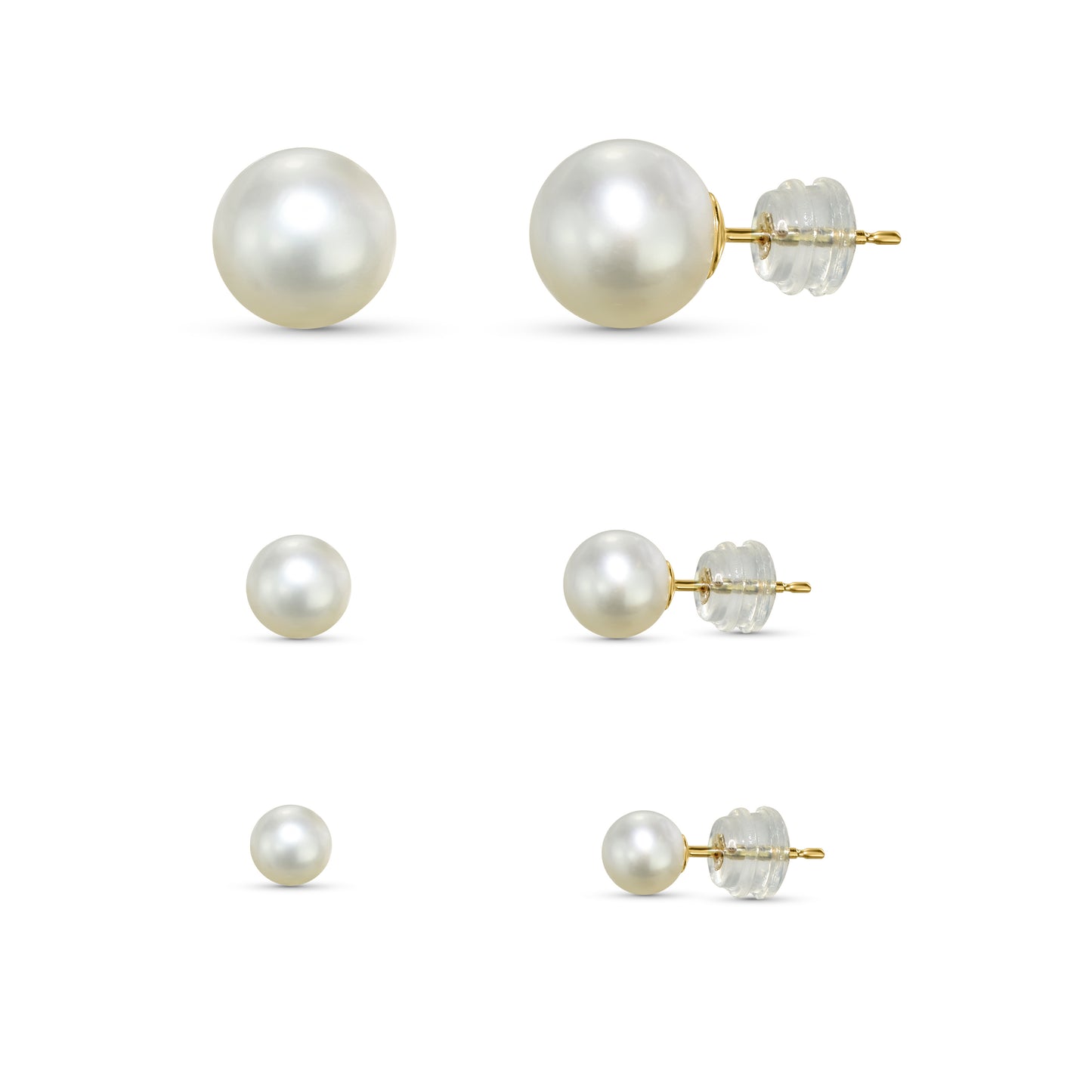 14k White Pearl Stud Earring Set of 3