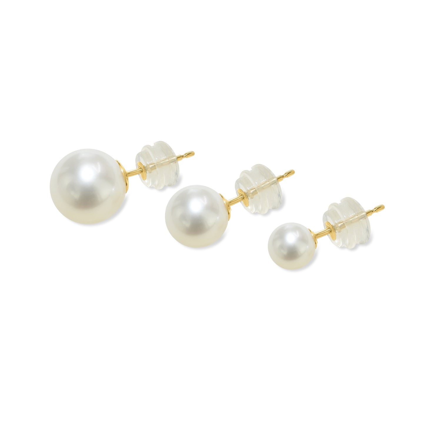 14k White Pearl Stud Earring Set of 3