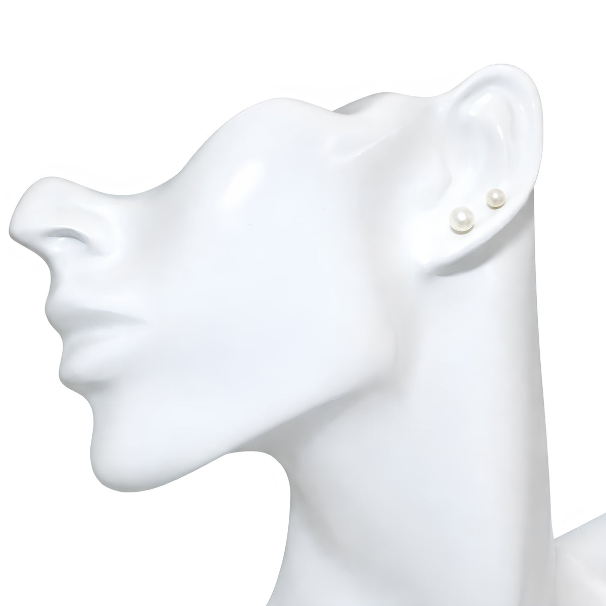 14k White Pearl Stud Earring with silicone Nut set of 2
