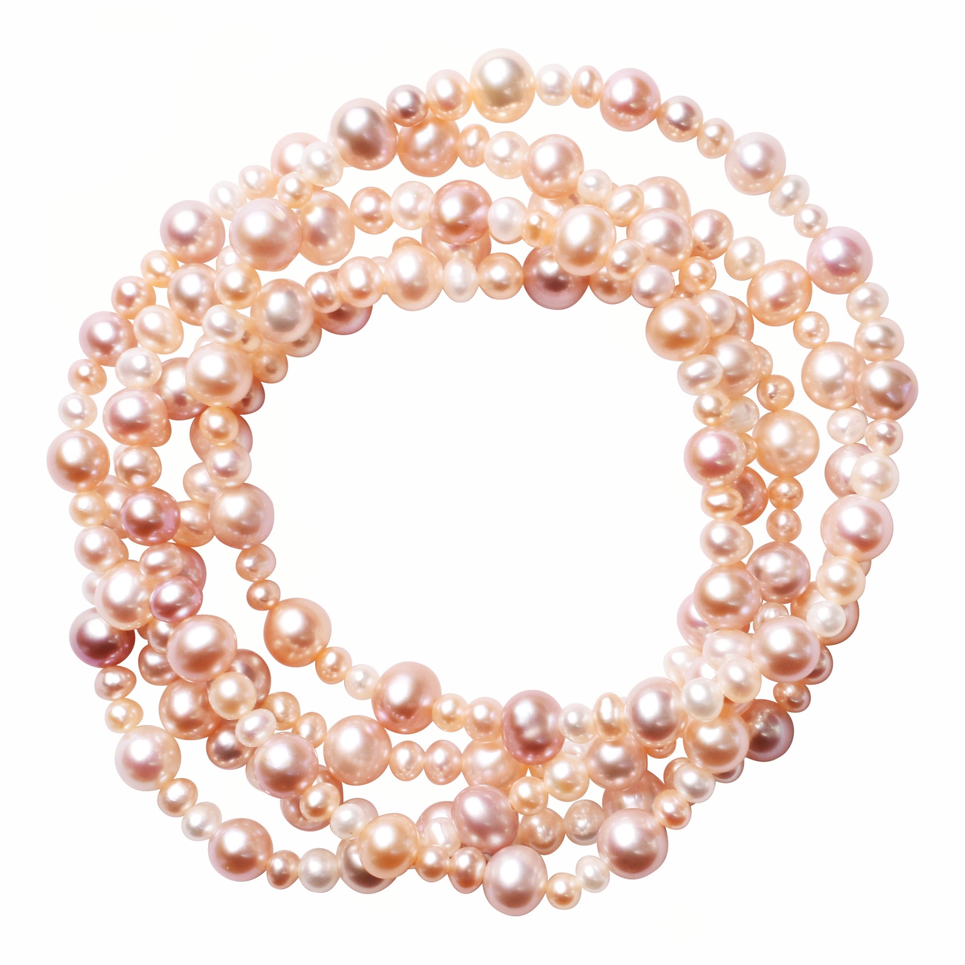 14k Multi Dyed Freshwater Pearls Stretch Bracelet Set Pink