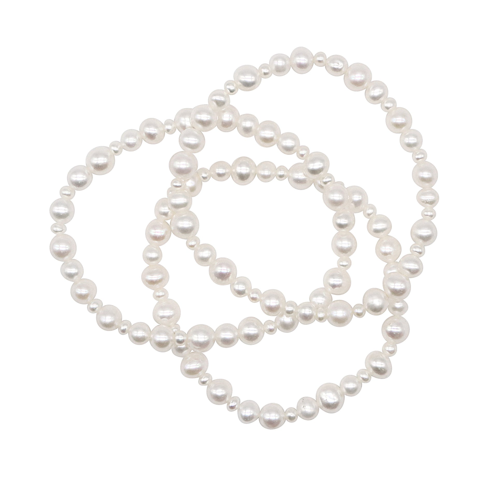 White Pearl Stretch Bracelet 3 Pc Set 7" freeshipping - Jewelmak Shop