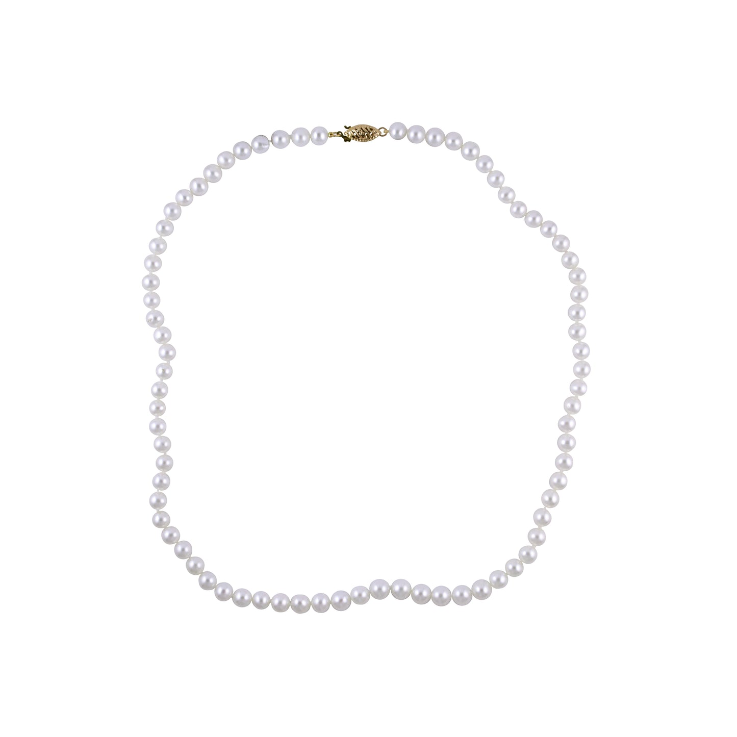 14k White Freshwater Pearl 5.5-6mm Knotted Necklace 18"
