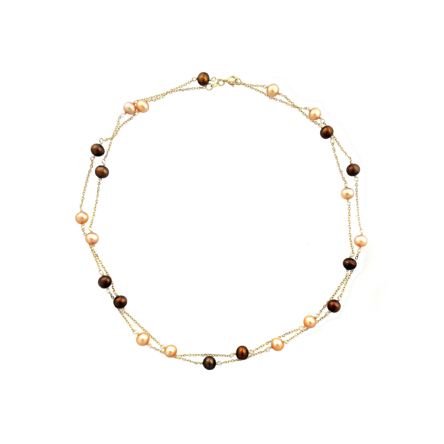14k Chocolate and Cream Freshwater Pearl Necklace 32"