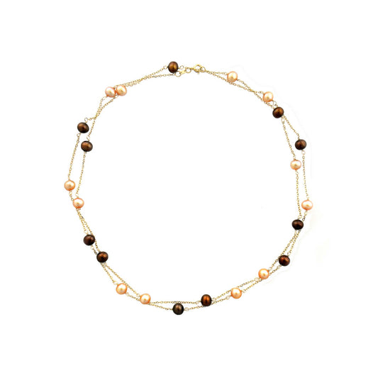 14k Chocolate and Cream Freshwater Pearl Necklace 32"