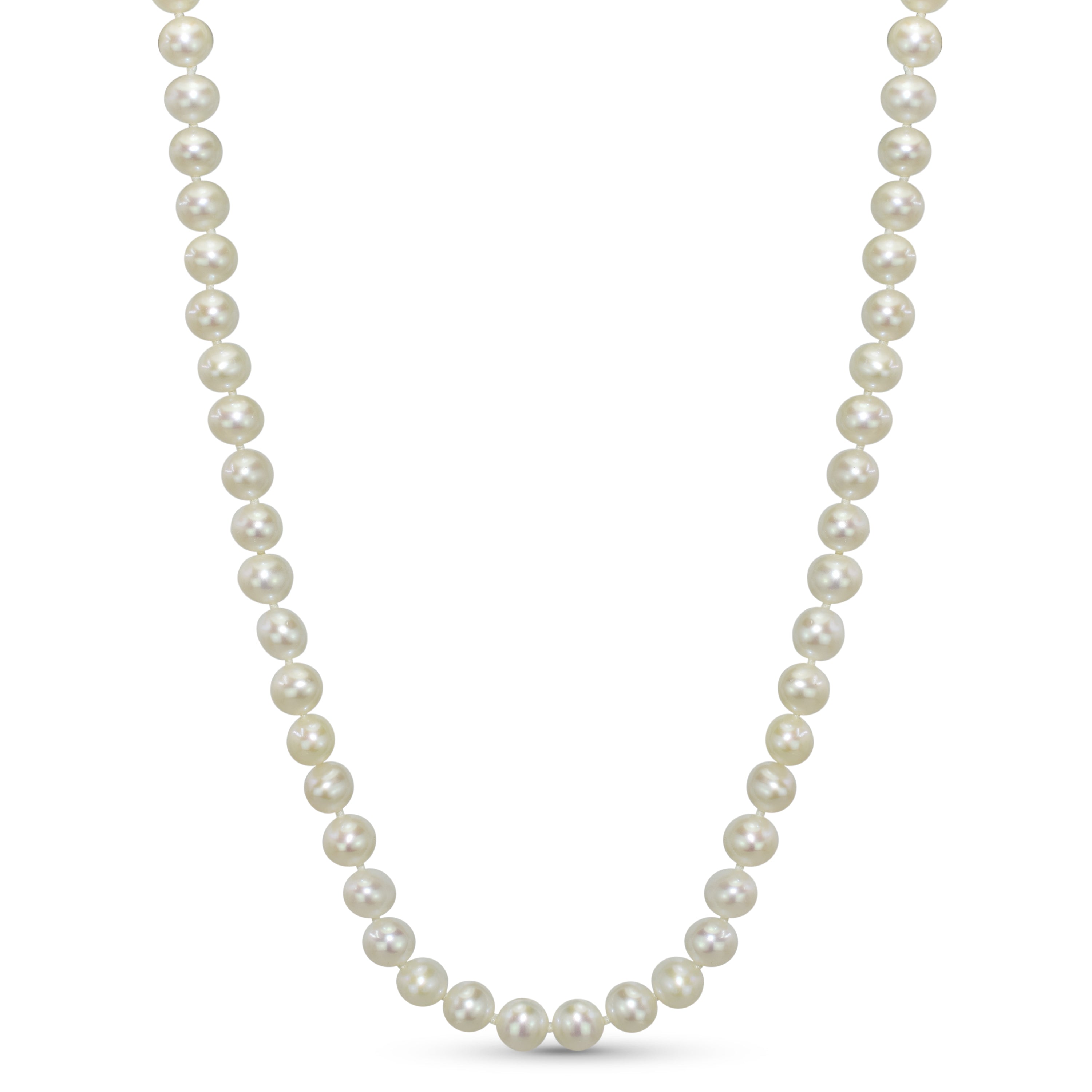 14k White Freshwater Pearl Strand Necklace 7.5-8mm
