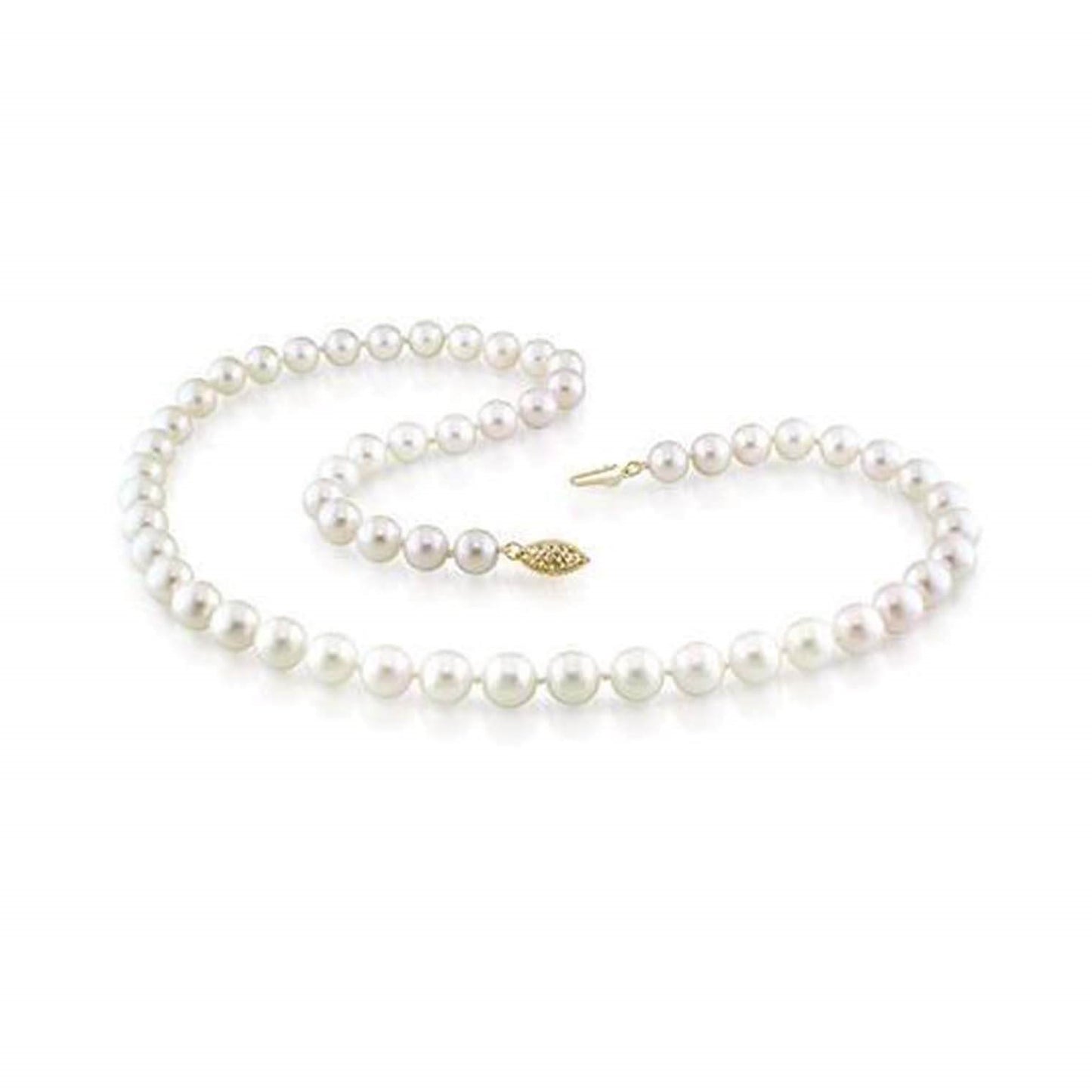 14k Yellow Gold White Freshwater Pearl Strand Necklace 18"