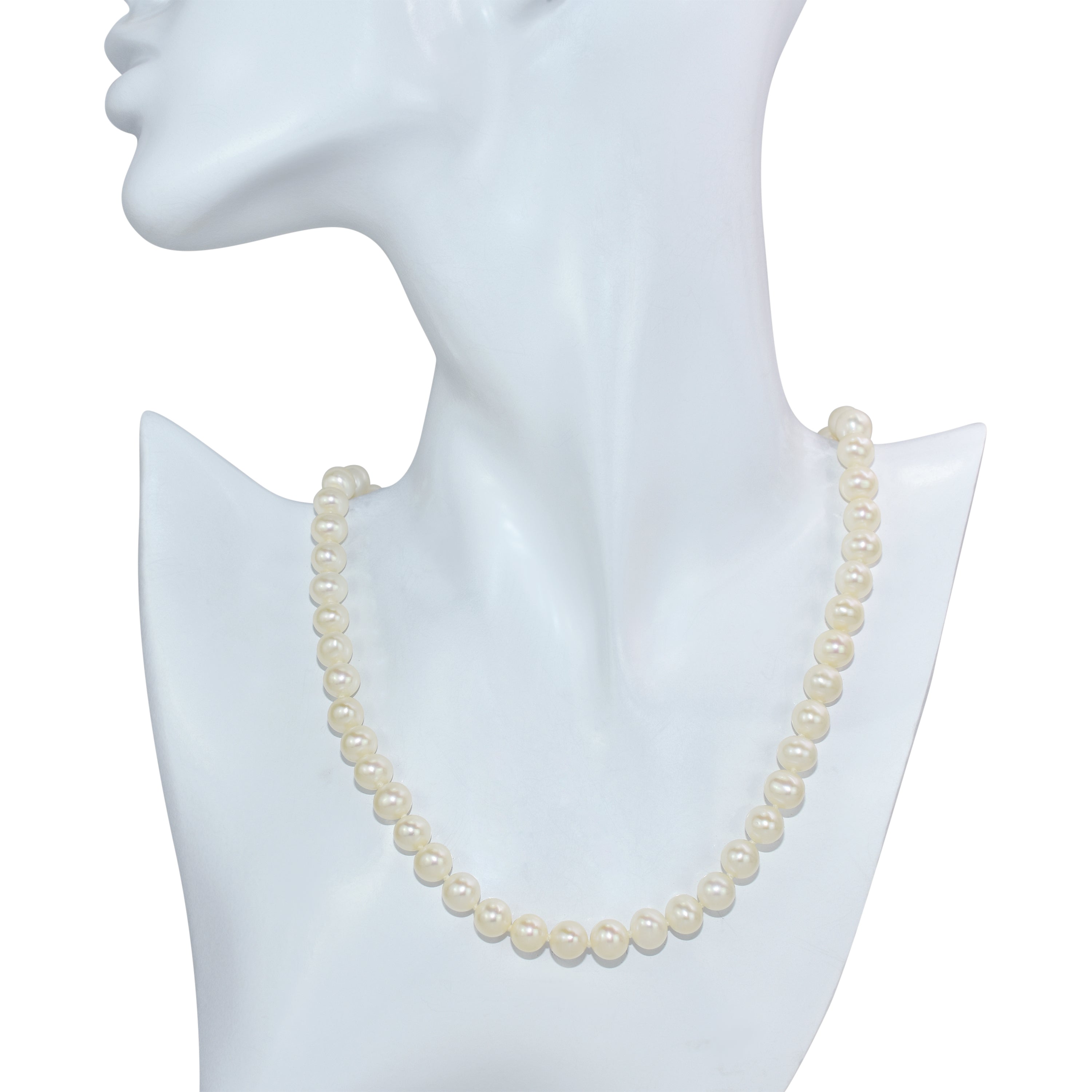 14k White Freshwater Pearl Strand Necklace 7.5-8mm