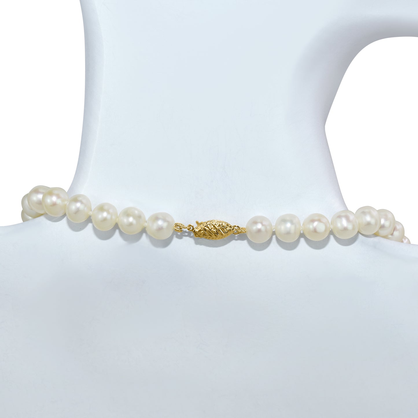 14k Yellow Gold White Freshwater Pearl Strand Necklace