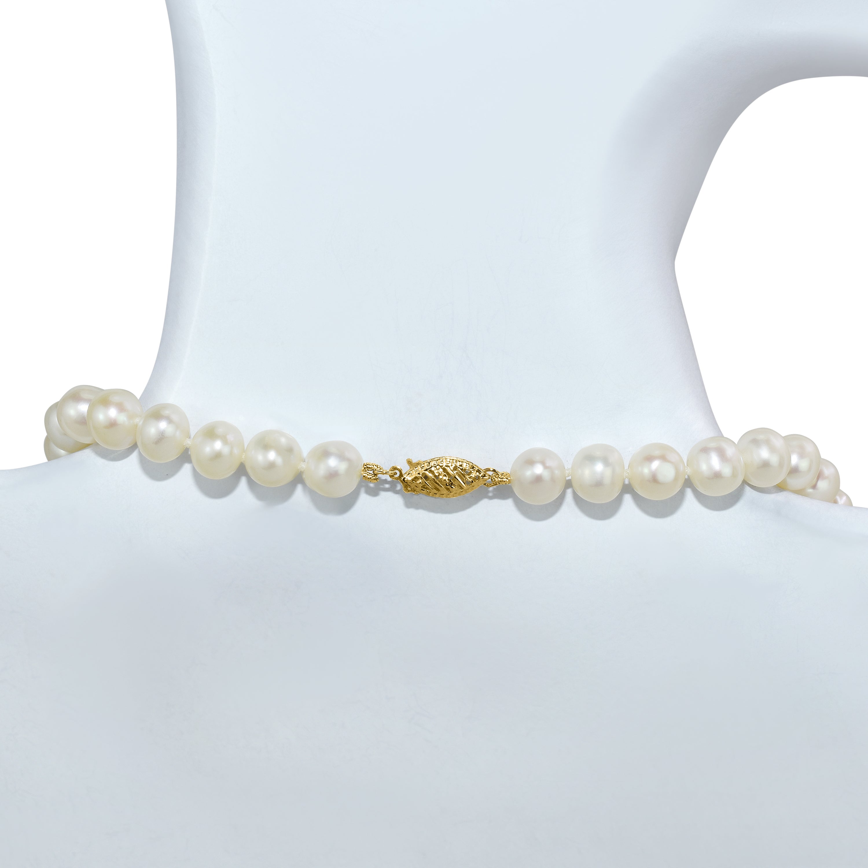 14k White Freshwater Pearl Strand Necklace 7.5-8mm