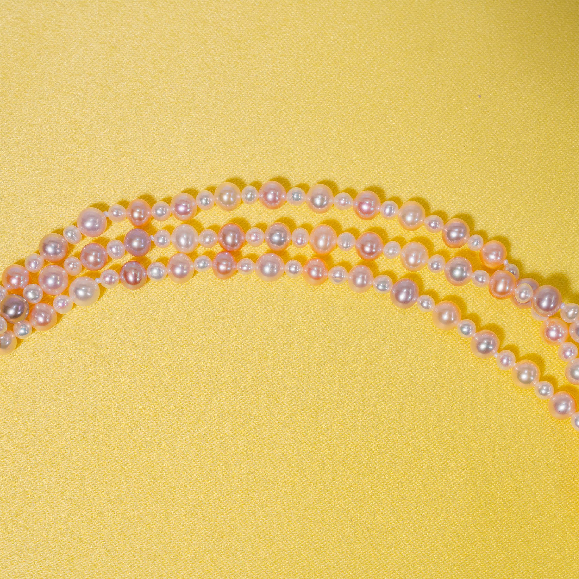 14k Multi Pink Freshwater Pearl 3 Strand Twist Necklace 18"