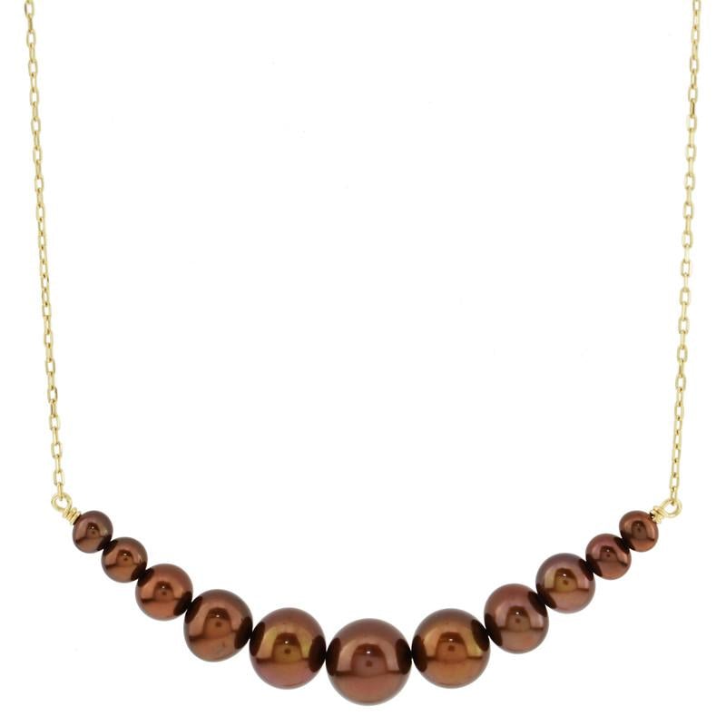 14k Chocolate Pearl Bar Necklace 18" freeshipping - Jewelmak Shop