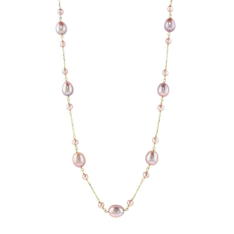14k Natural Pink Pearl 7-Stat Link Necklace 17" freeshipping - Jewelmak Shop