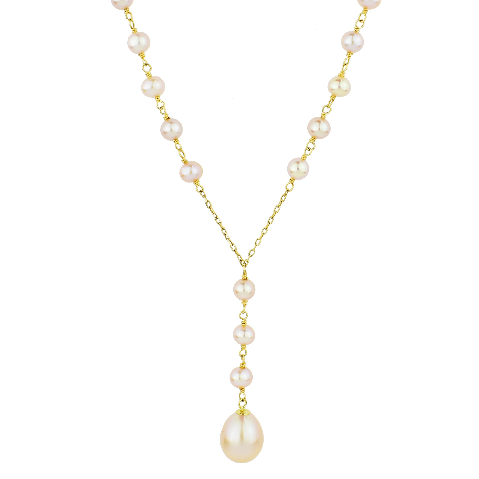 14k Pink Freshwater Pearl Necklace 18"