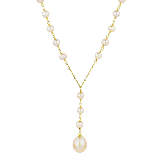 14k Pink Freshwater Pearl Necklace 18"
