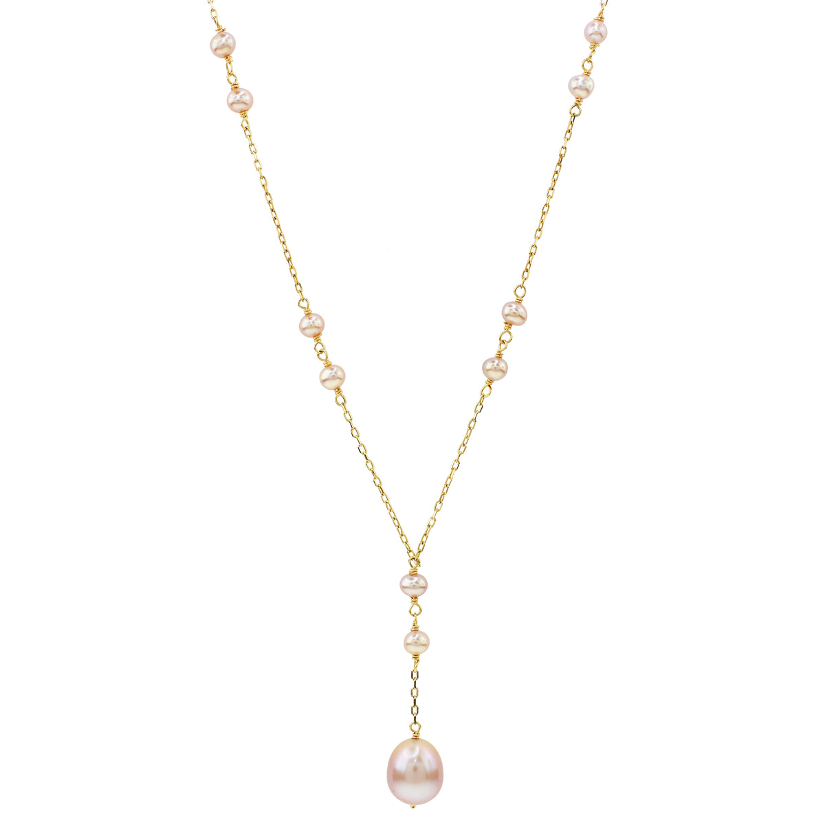 14k Pink Freshwater Pearl Necklace 17"