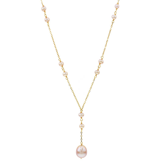 14k Pink Freshwater Pearl Necklace 17"