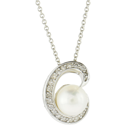 Akoya Cult Pearl Diamond C Shape Necklace