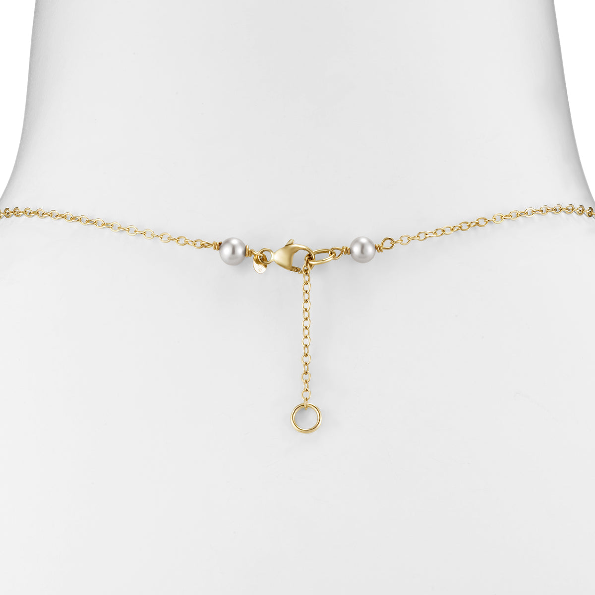 14KY White Pearl Station Necklace with 14k gold wire