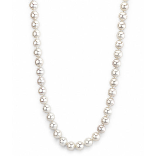 14k White C Fresh Water Pearl Pearl 8-8.5MM Knotted Necklace