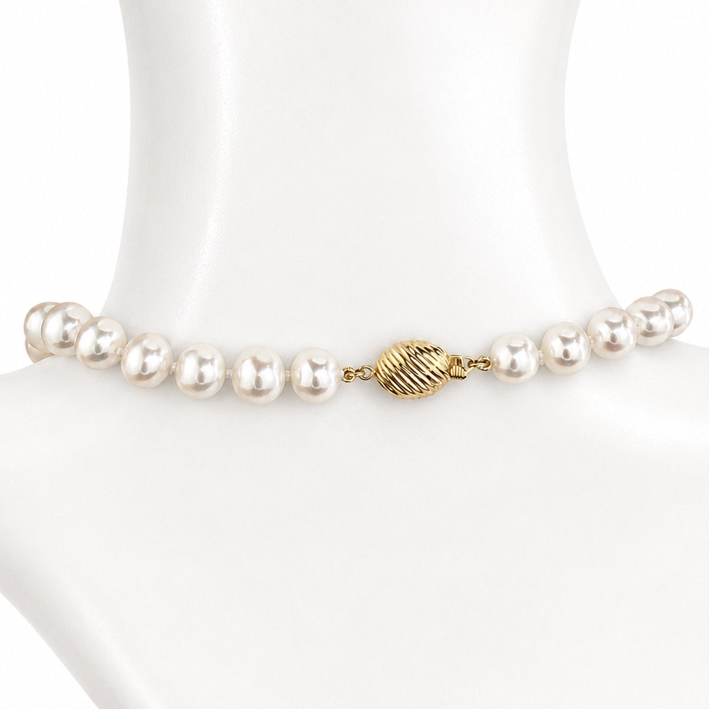 14k White C Fresh Water Pearl Pearl 8-8.5MM Knotted Necklace