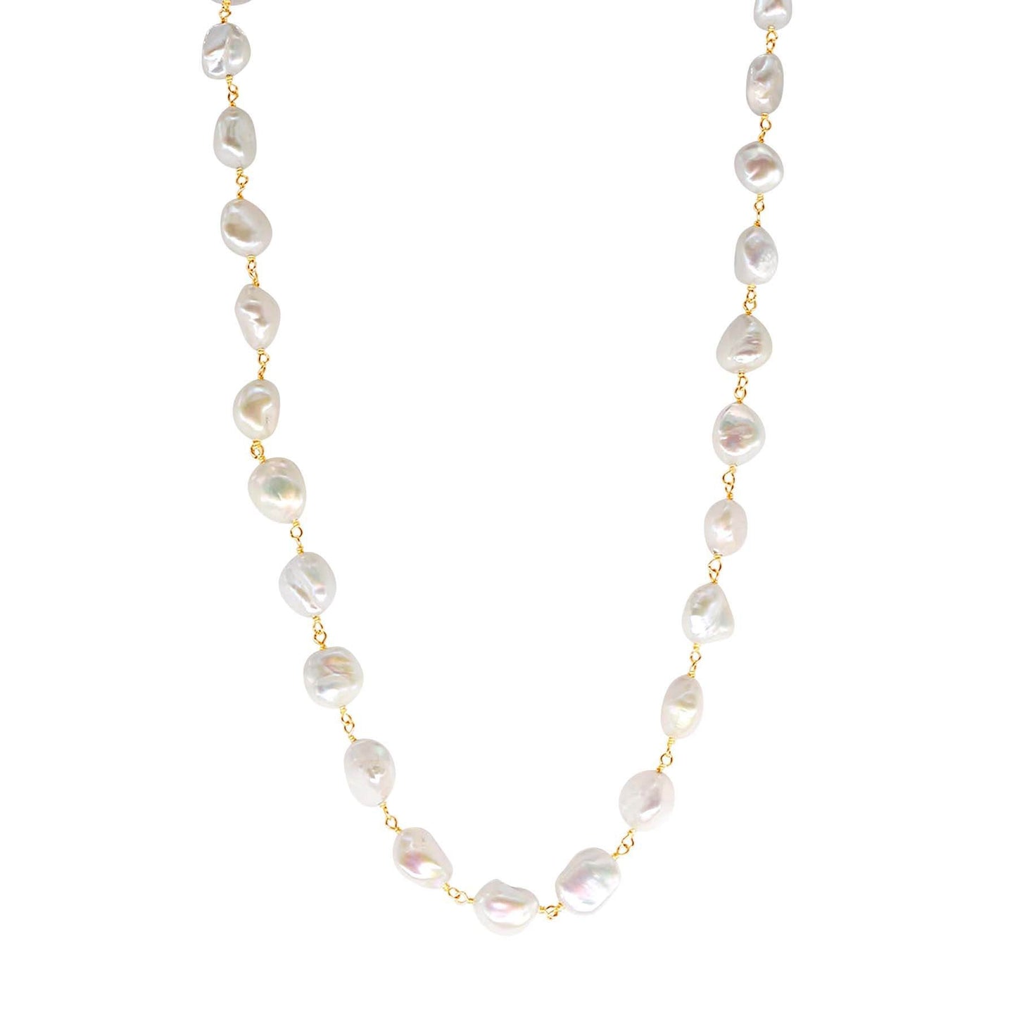 14k Keshi Pearl Link Necklace 17/18"