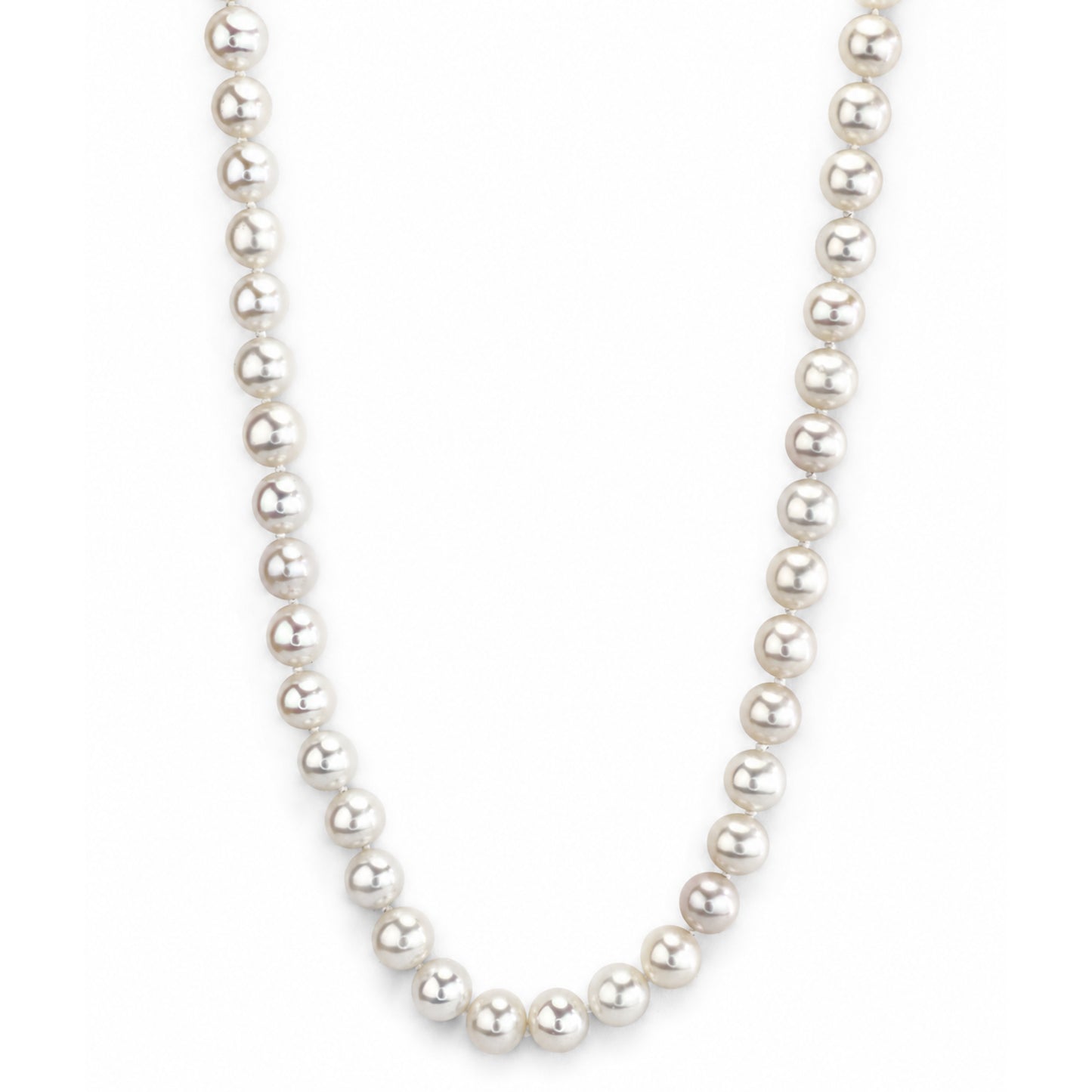 14k White Pearl 8-8.5MM Knotted Necklace
