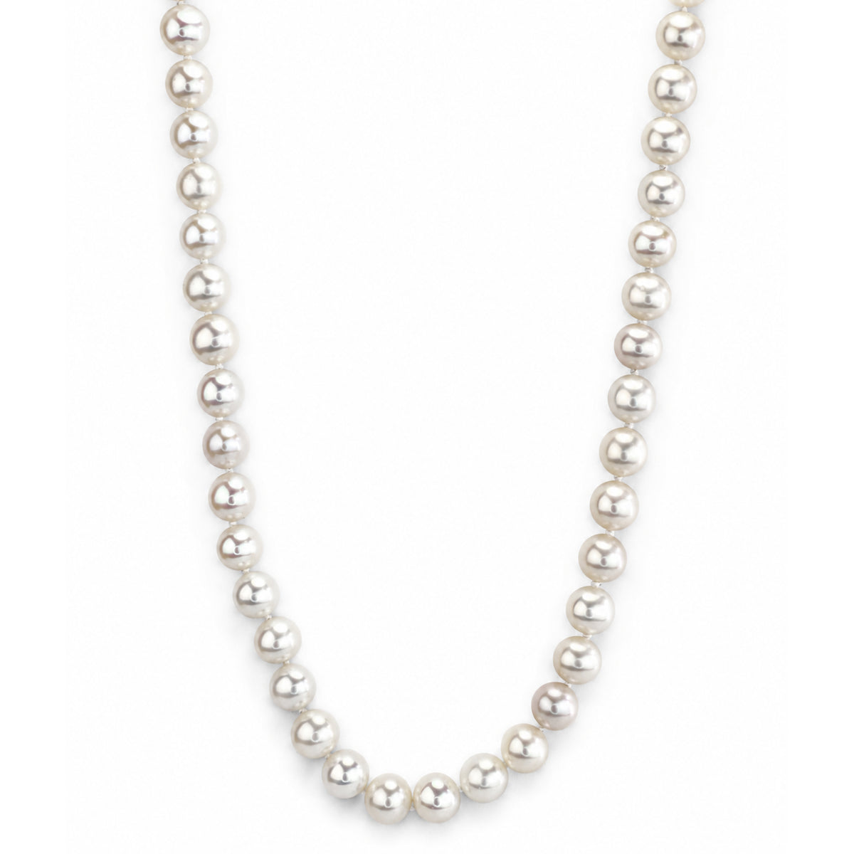 14k White Pearl 8-8.5MM Knotted Necklace