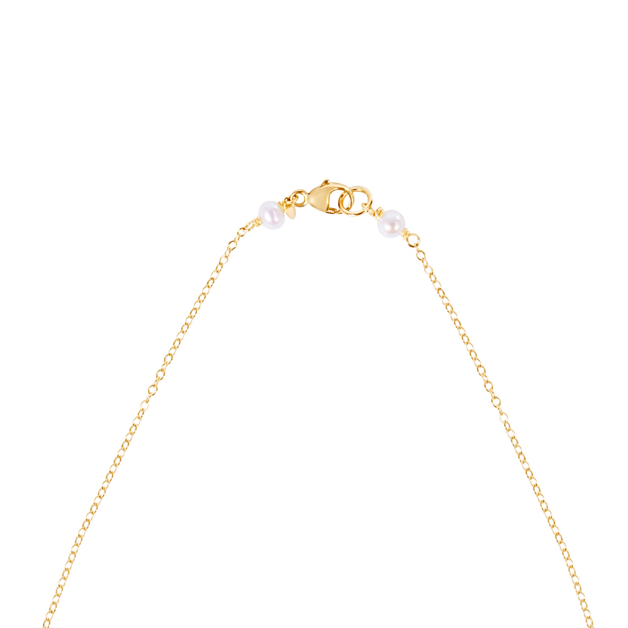 14k Yellow Gold White Pearl Grad Bead Station Necklace 17