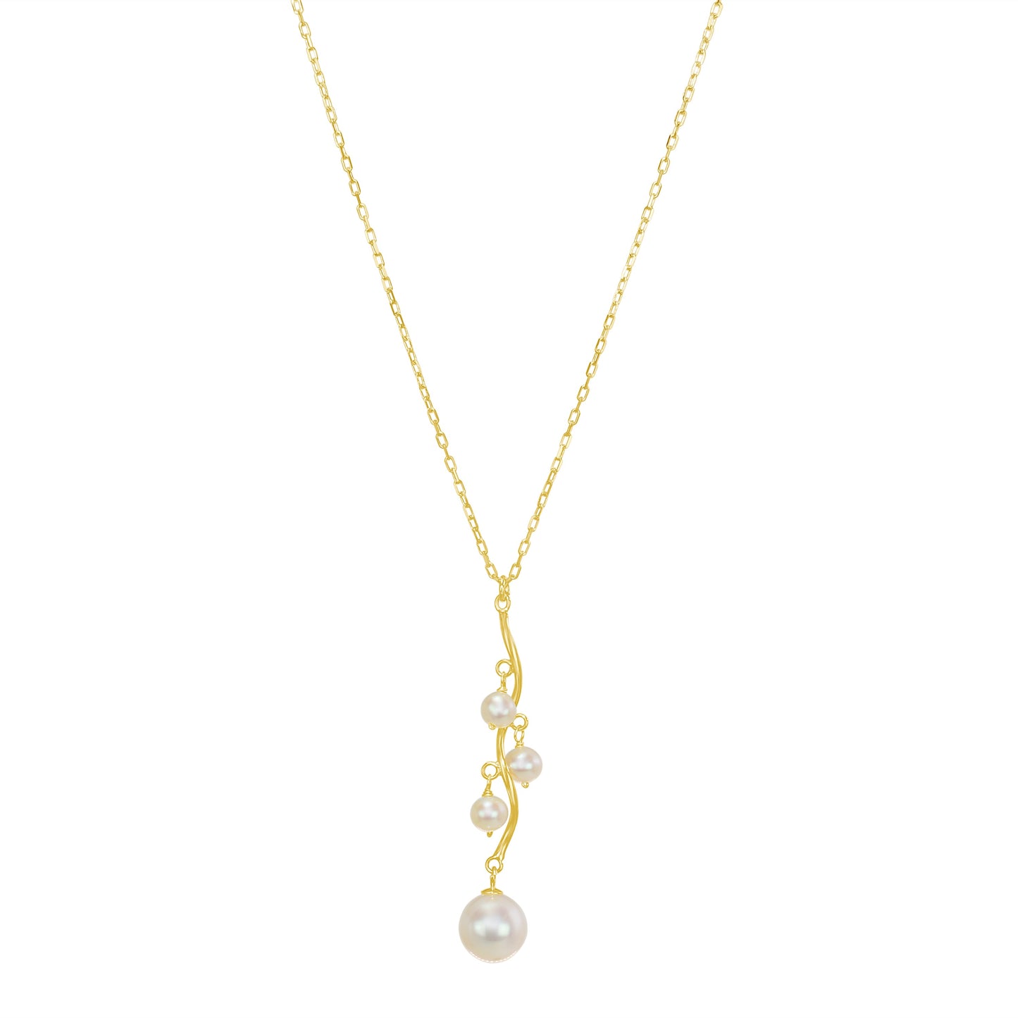 14k White Freshwater Pearl Wave Drop Pendant Necklace 17"
