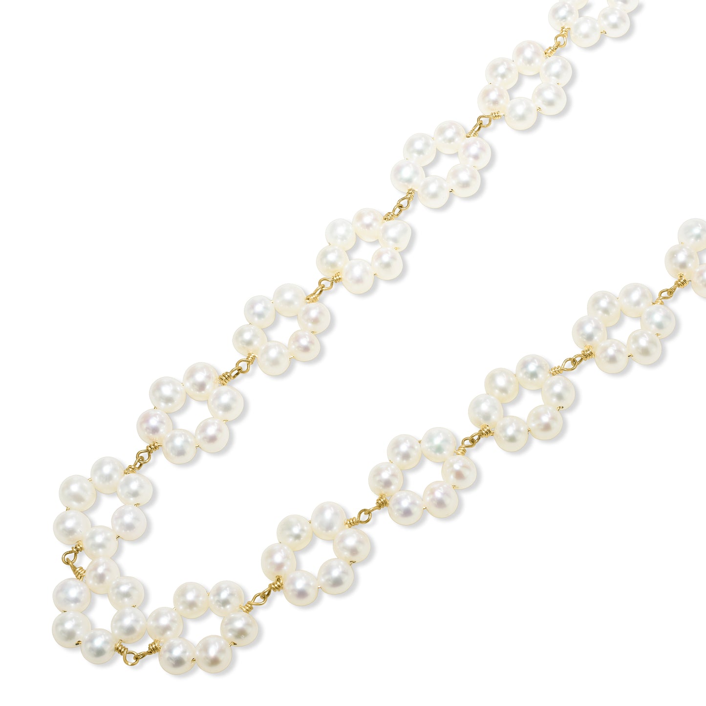 14k White Pearl Open Circle Link Necklace