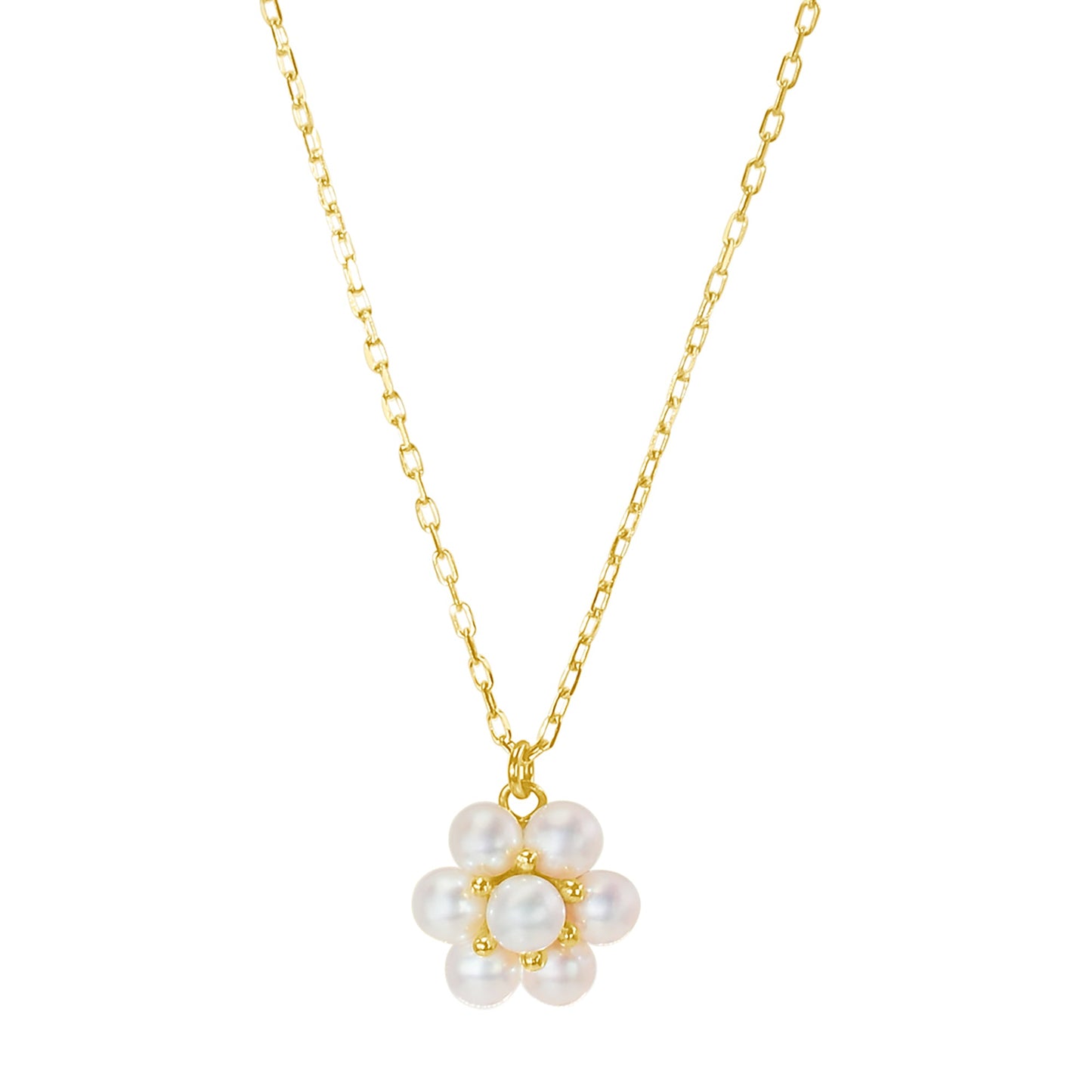 14k White Pearl Flower Pendant Necklace