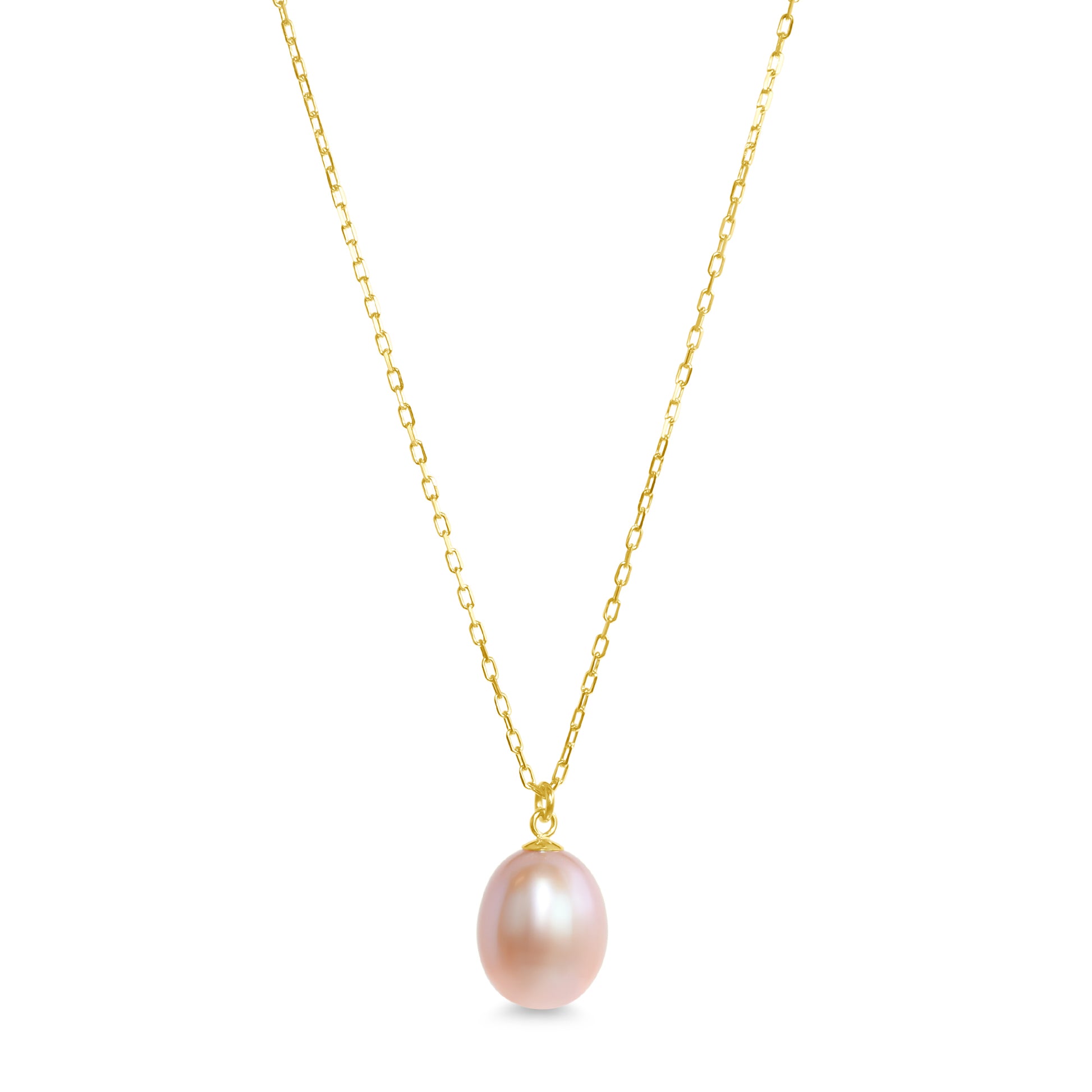14k Pink Freshwater Pearl Obl Pendant Necklace 17"