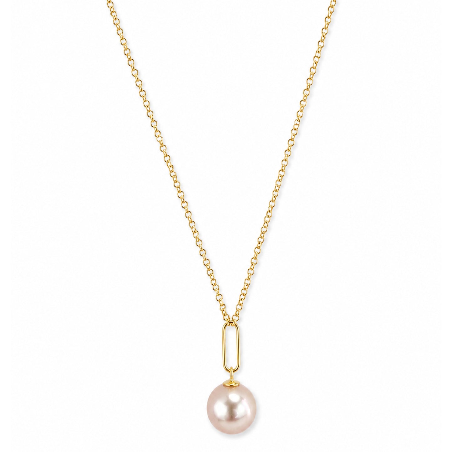 14k Natural Pink Pearl Paperclip Dropo Necklace