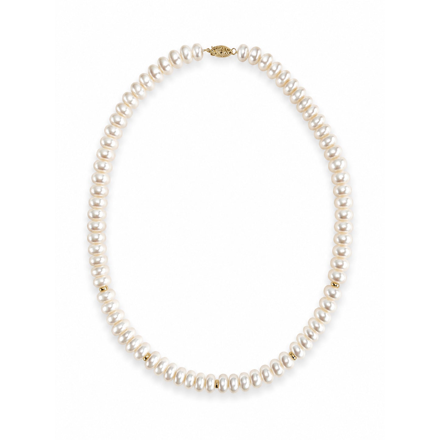 14k White Pearl Gold Roundel Necklace