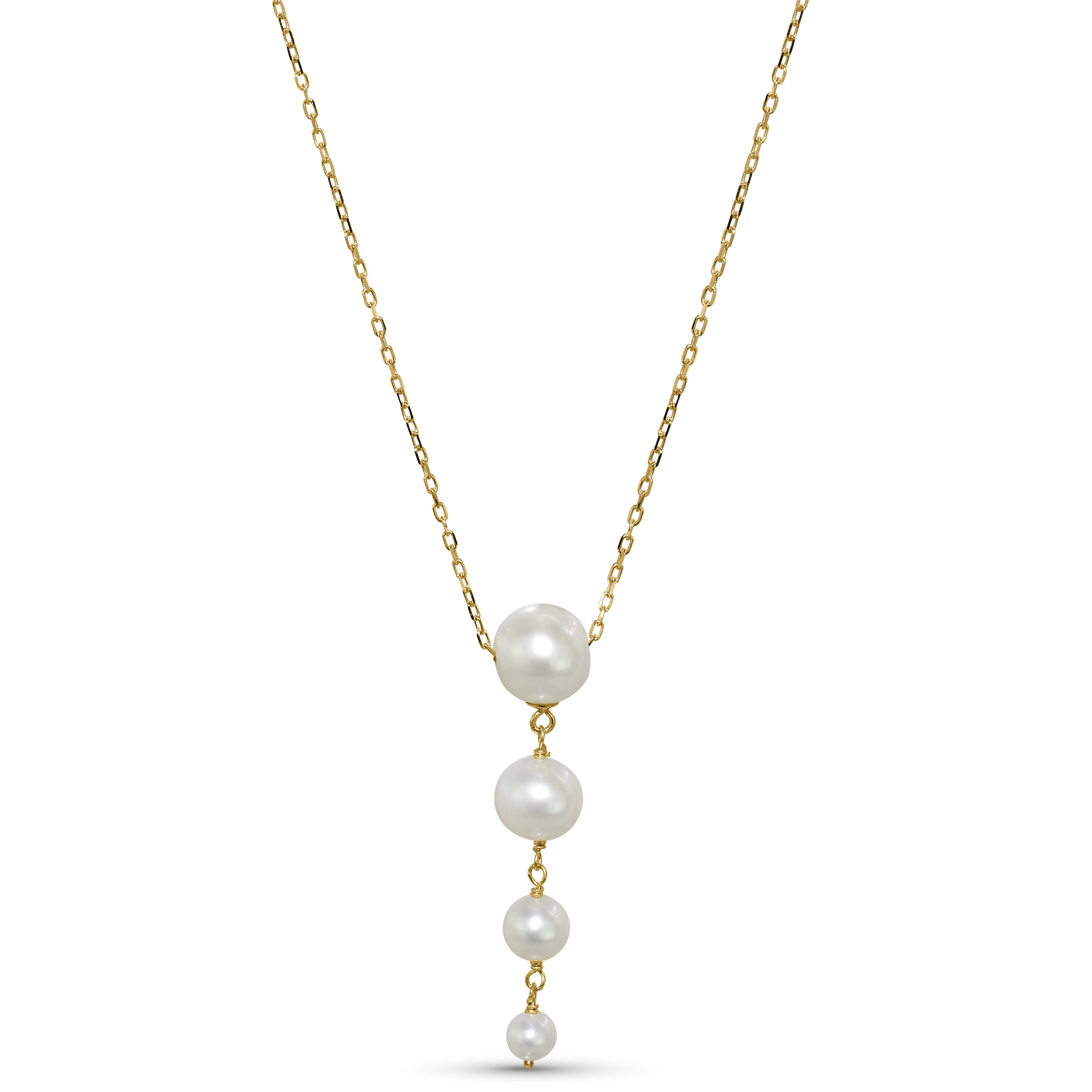 14k Natural Pink or White Pearl Graduated Slide Pendant Necklace